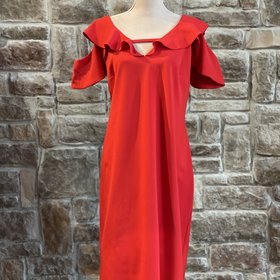 Rachel Roy Red Cold Shoulder Dress with Ruffles, Size 22W