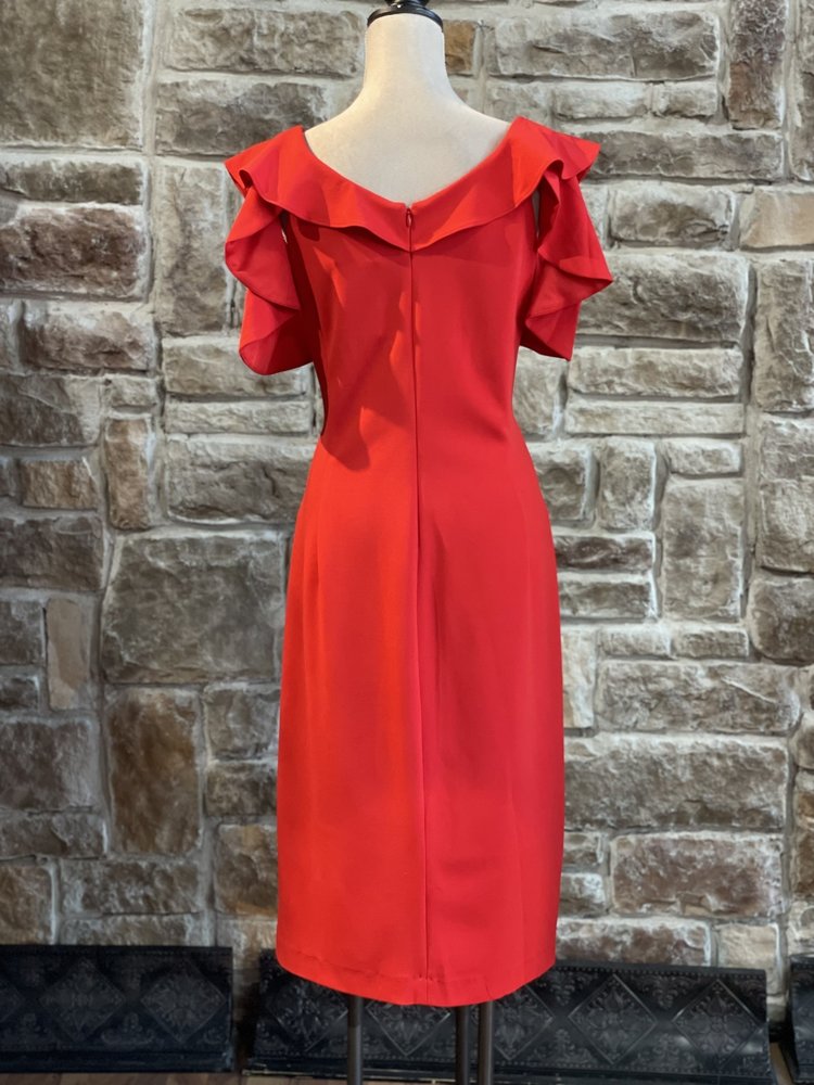 Rachel Roy Red Cold Shoulder Dress with Ruffles, Size 22W