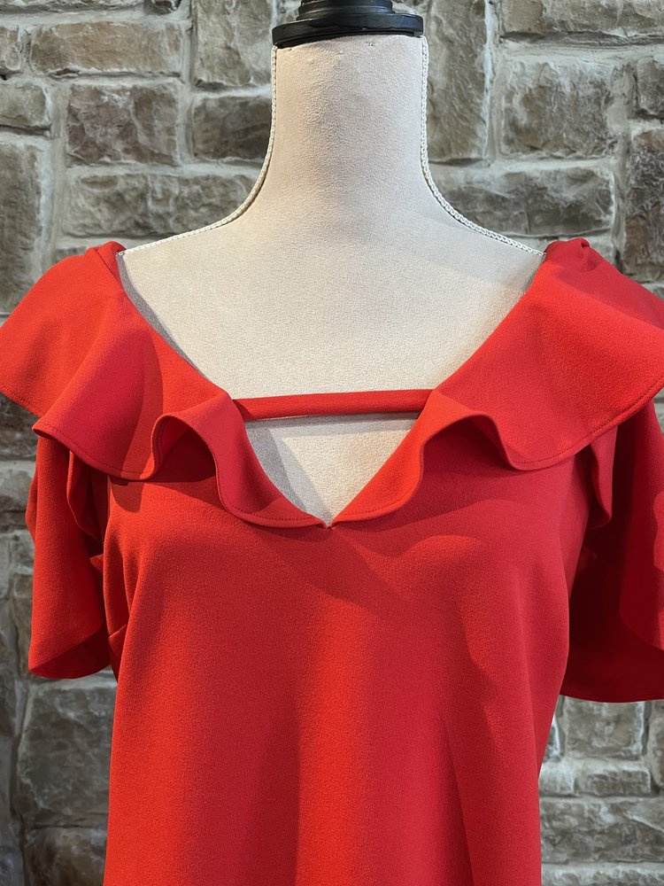 Rachel Roy Red Cold Shoulder Dress with Ruffles, Size 22W