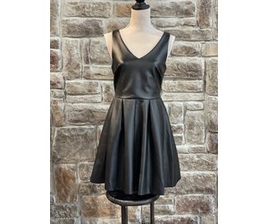 Rosie Harlow Black Faux Leather Fit & Flare Dress Rosie Harlow Black Faux Leather Fit & Flare Dress