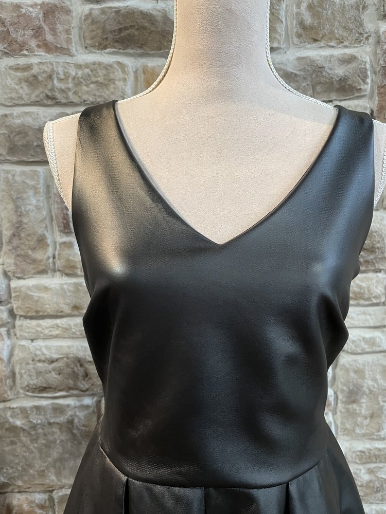 Rosie Harlow Black Faux Leather Fit & Flare Dress