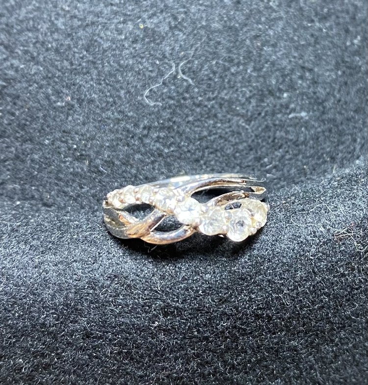 Sterling and cubic zirconia ring Size 7.5