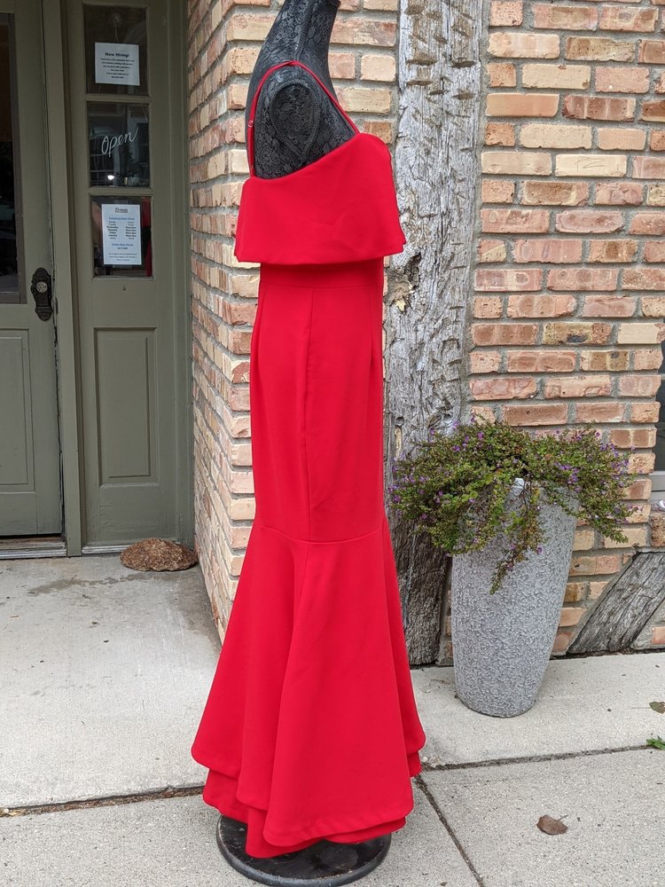Aqua Red Long Lined Evening Dress, Size 10