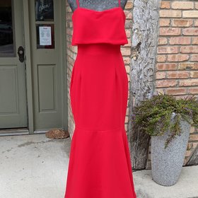 Aqua Red Long Lined Evening Dress, Size 10