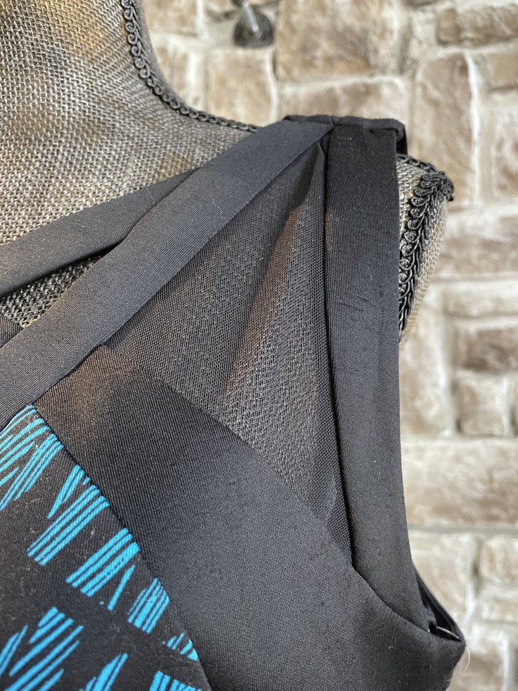 Thalia Sodi Black and Blue Patterned Dress, Size XL