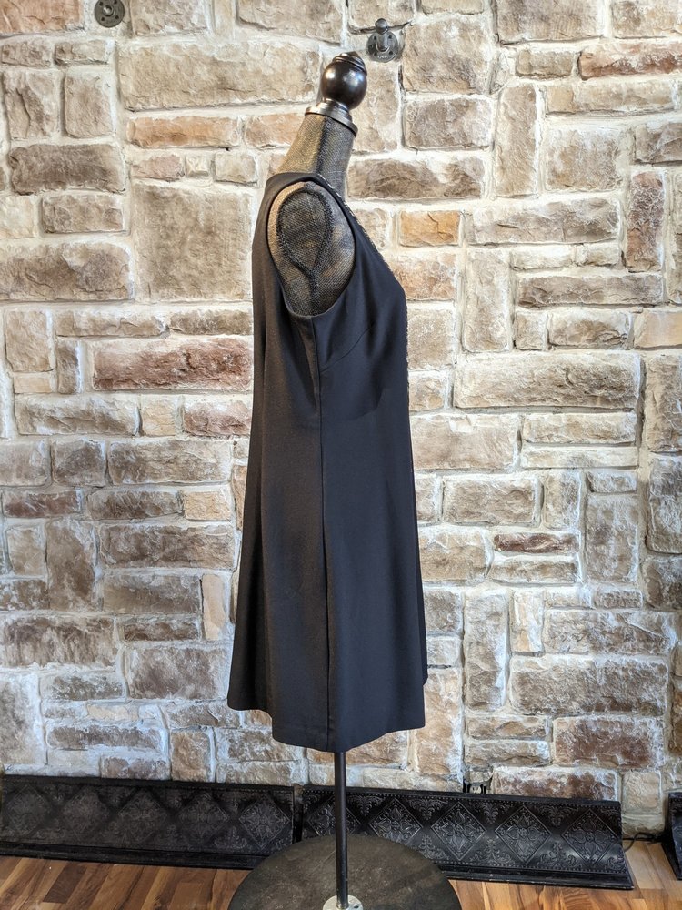 Donna Ricco Black V-Neck Beaded Sheath