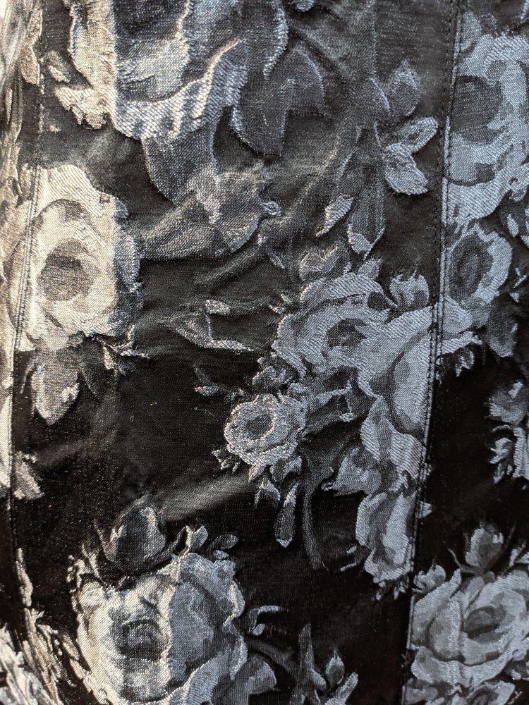 American Living Black A-Line in Gray Floral Brocade, Size 14