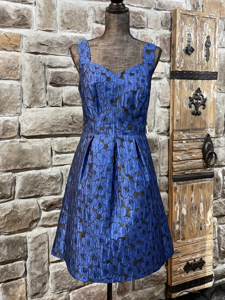 Nine West Cobalt Blue Brocade Dress with Pockets