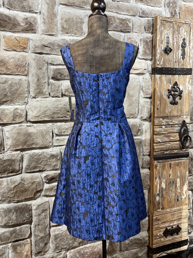 Nine West Cobalt Blue Brocade Dress with Pockets