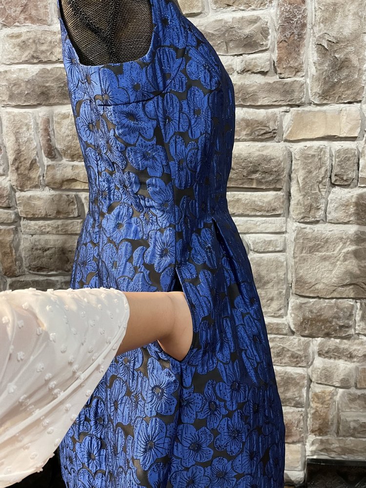 Nine West Cobalt Blue Brocade Dress with Pockets