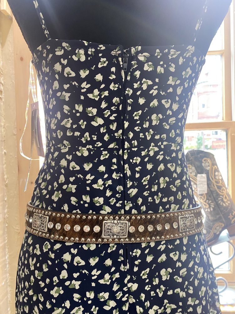 Red-ish Brown Silver Jeweled Belt,  Size 36