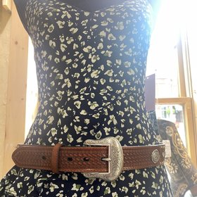 Red-ish Brown Silver Jeweled Belt,  Size 36