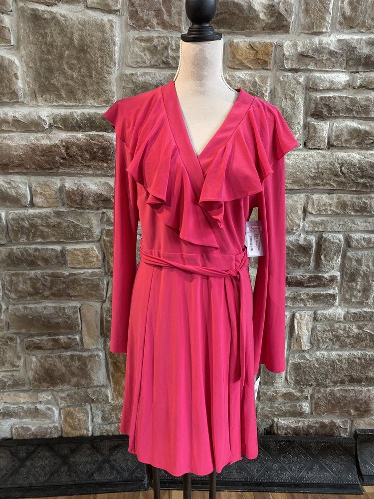 Taylor Fuchsia Pink Wrap Dress
