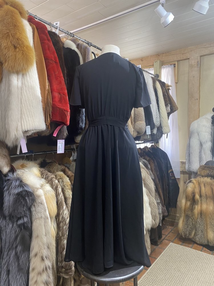 Black Mid Length Dress with Tie, Size 2