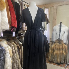 Black Mid Length Dress with Tie, Size 2