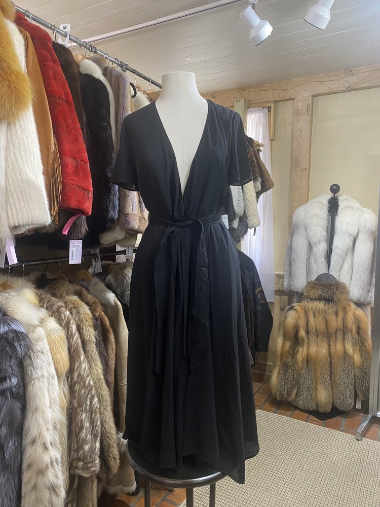 Black Mid Length Dress with Tie, Size 2