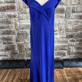 Xscape Blue Gown with Portrait Collar, Size 18W