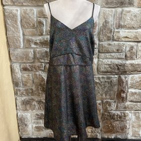 Monteau Black Empire Waist Dress with Multicolor Shimmer, Size 1X