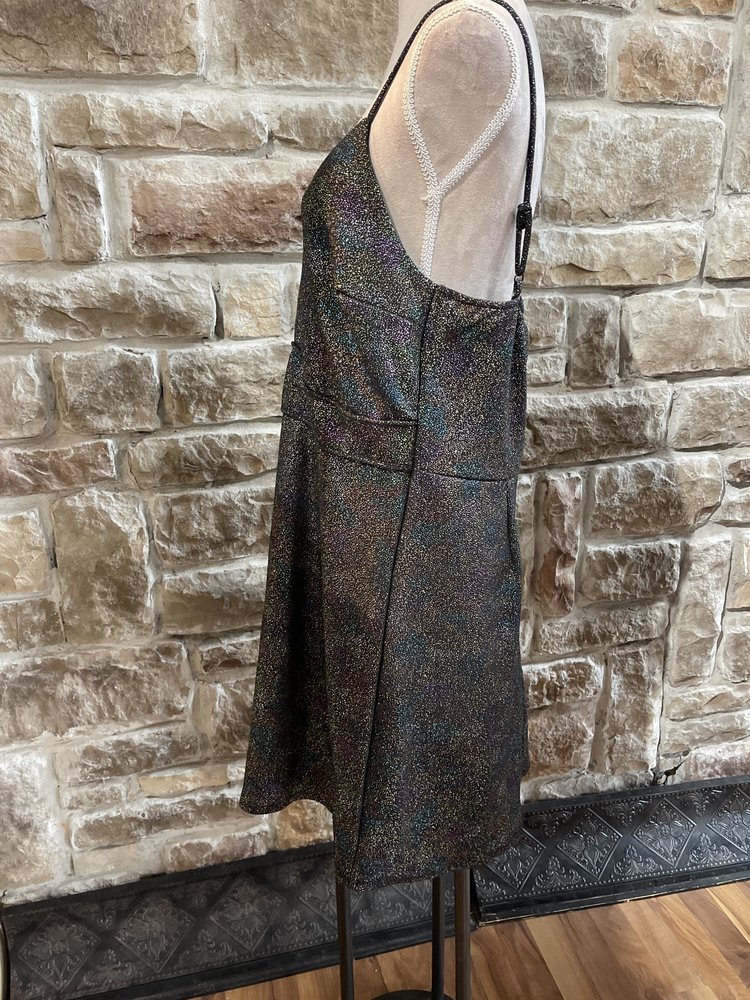 Monteau Black Empire Waist Dress with Multicolor Shimmer, Size 1X
