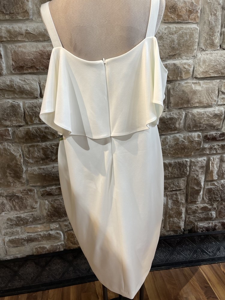 Rachel Roy White Cocktail Dress with Ruffled Neckline, Size 18W