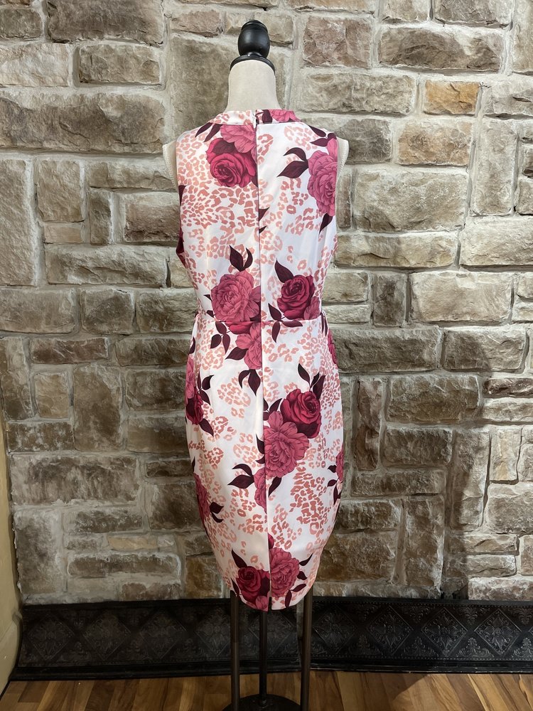 Guess White Floral Animal Print Sheath, Size 16