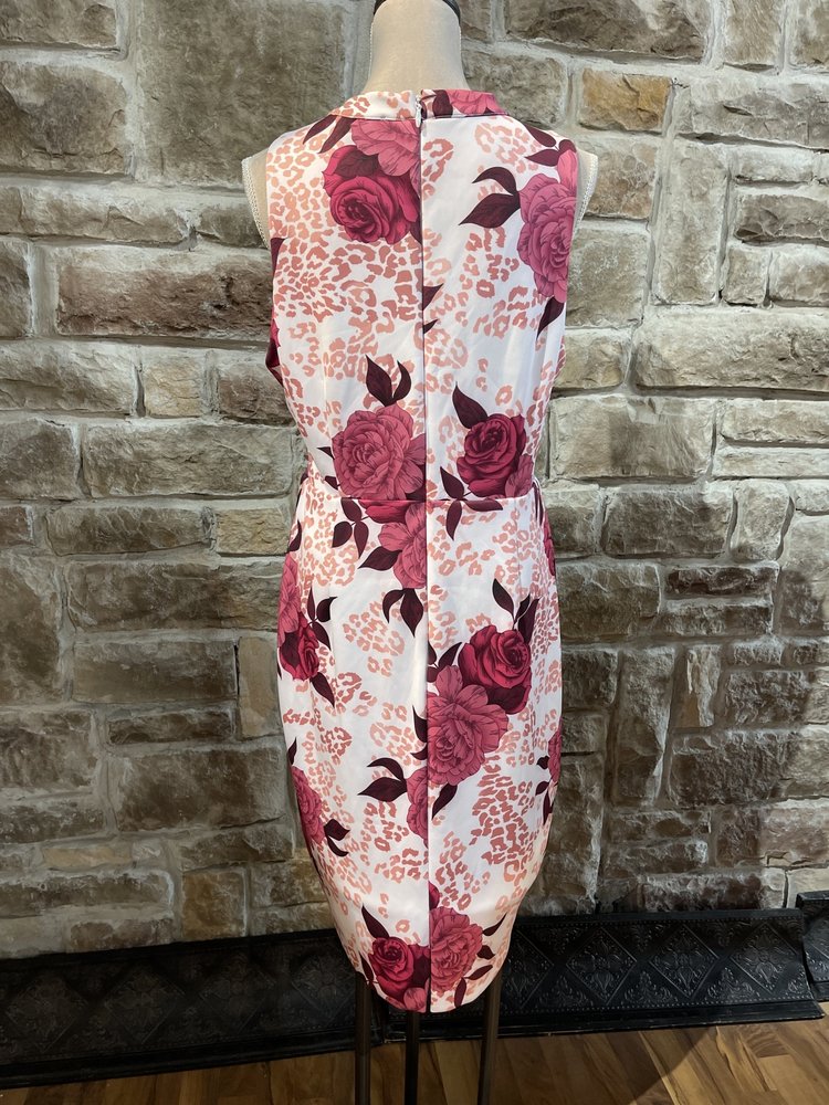 Guess White Floral Animal Print Sheath, Size 16