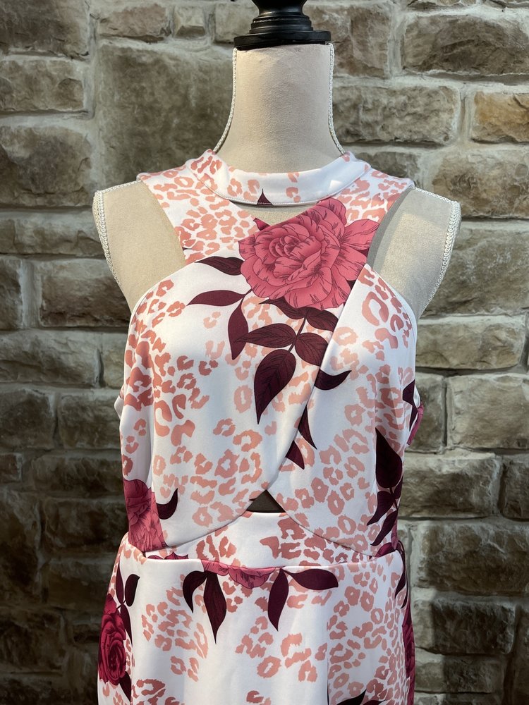 Guess White Floral Animal Print Sheath, Size 16