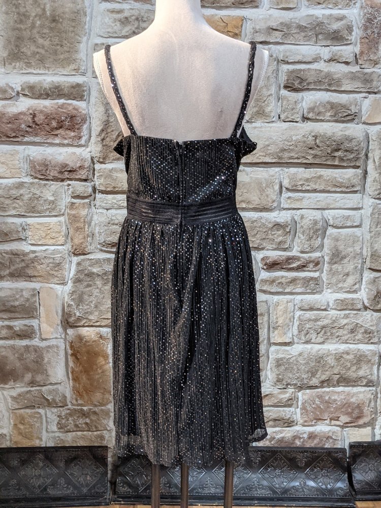 City Studio Black and Silver Empire Waist Dress