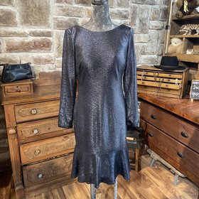 Nightway Navy Drape Back Shimmer Dress