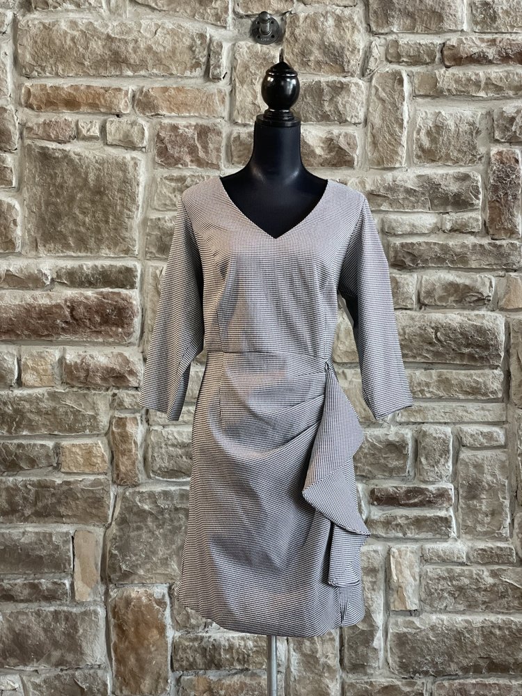 Betsey Johnson Black and White Micro Houndstooth Dress, Size 16W