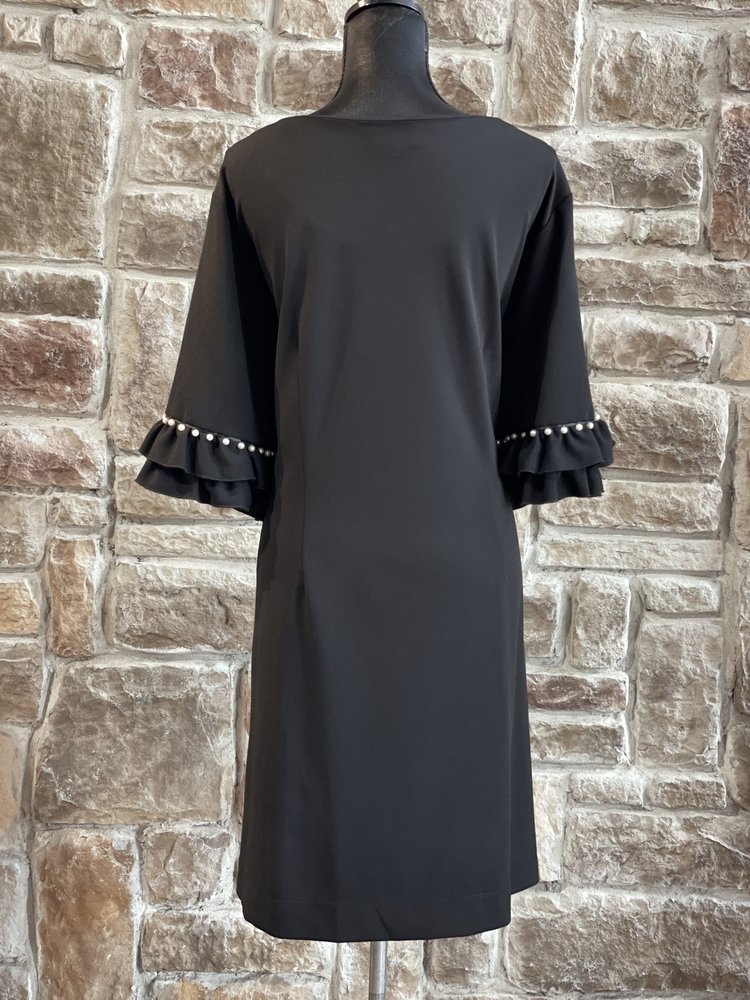 Signature Black Shift Dress with Pearl Detailing, Size 2X