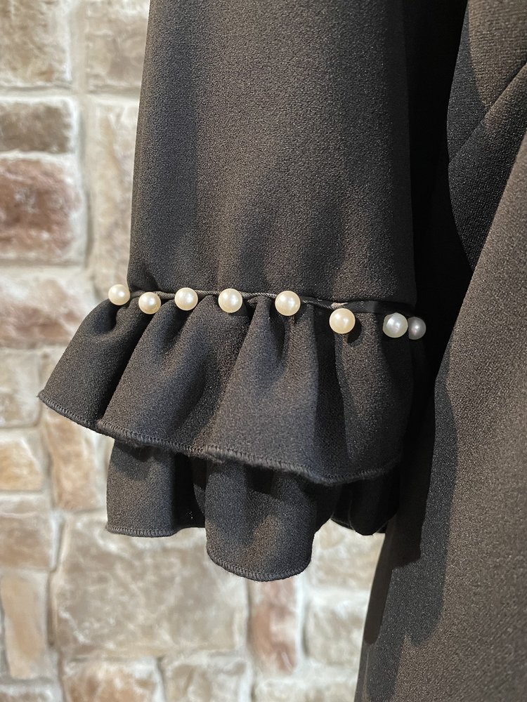 Signature Black Shift Dress with Pearl Detailing, Size 2X