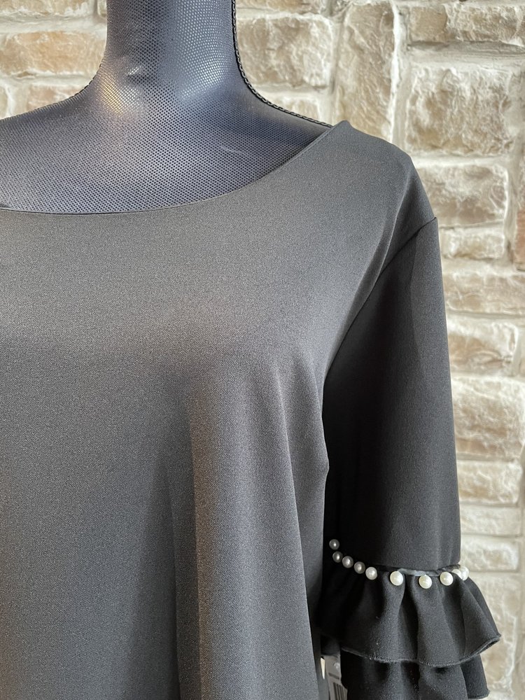 Signature Black Shift Dress with Pearl Detailing, Size 2X