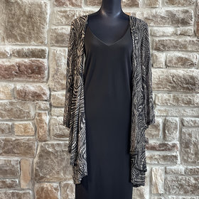 Connected Apparel Black Sheath with Zebra Print Jacket, Size 22W