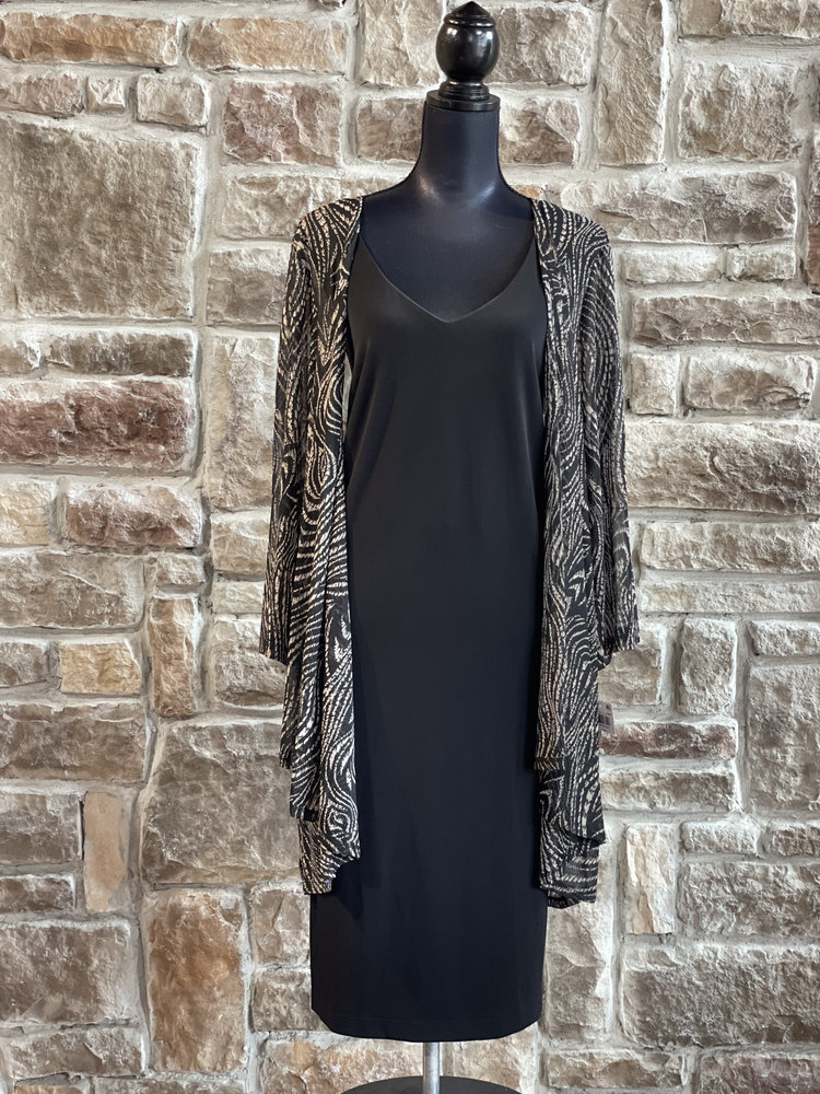 Connected Apparel Black Sheath with Zebra Print Jacket, Size 22W