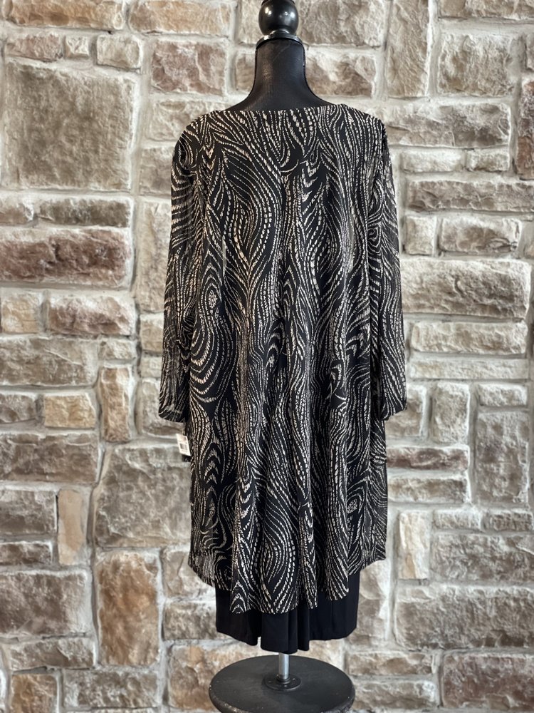 Connected Apparel Black Sheath with Zebra Print Jacket, Size 22W