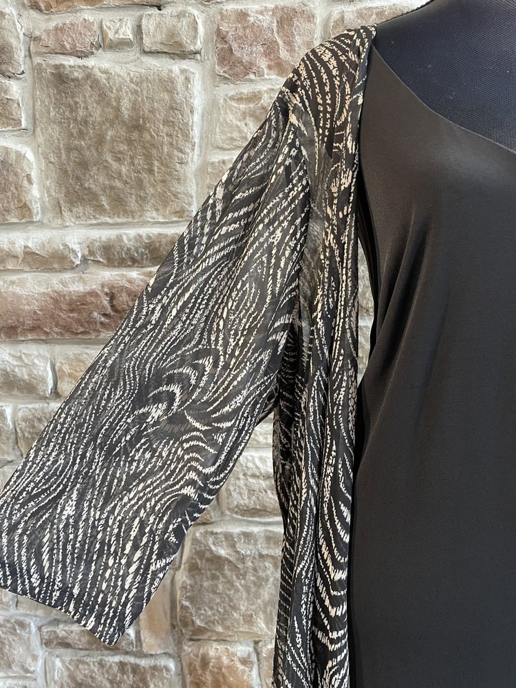 Connected Apparel Black Sheath with Zebra Print Jacket, Size 22W