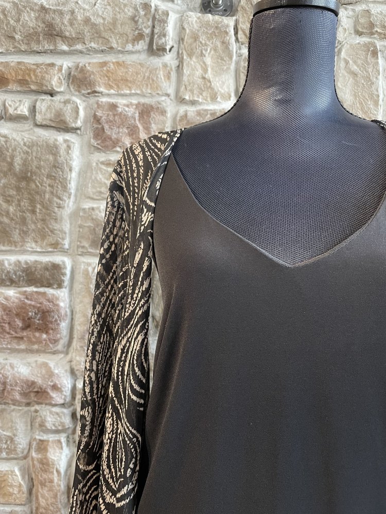 Connected Apparel Black Sheath with Zebra Print Jacket, Size 22W