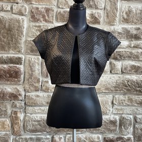 Natori Black Textured Bolero Jacket