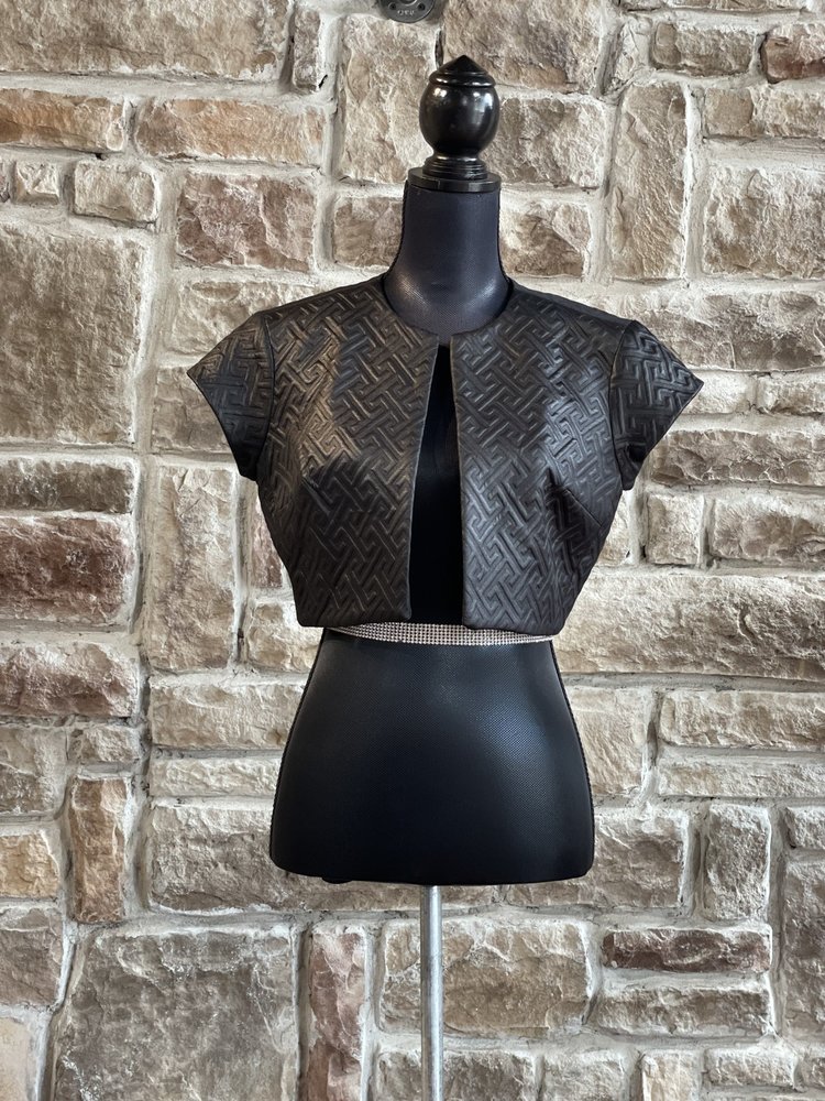 Natori Black Textured Bolero Jacket