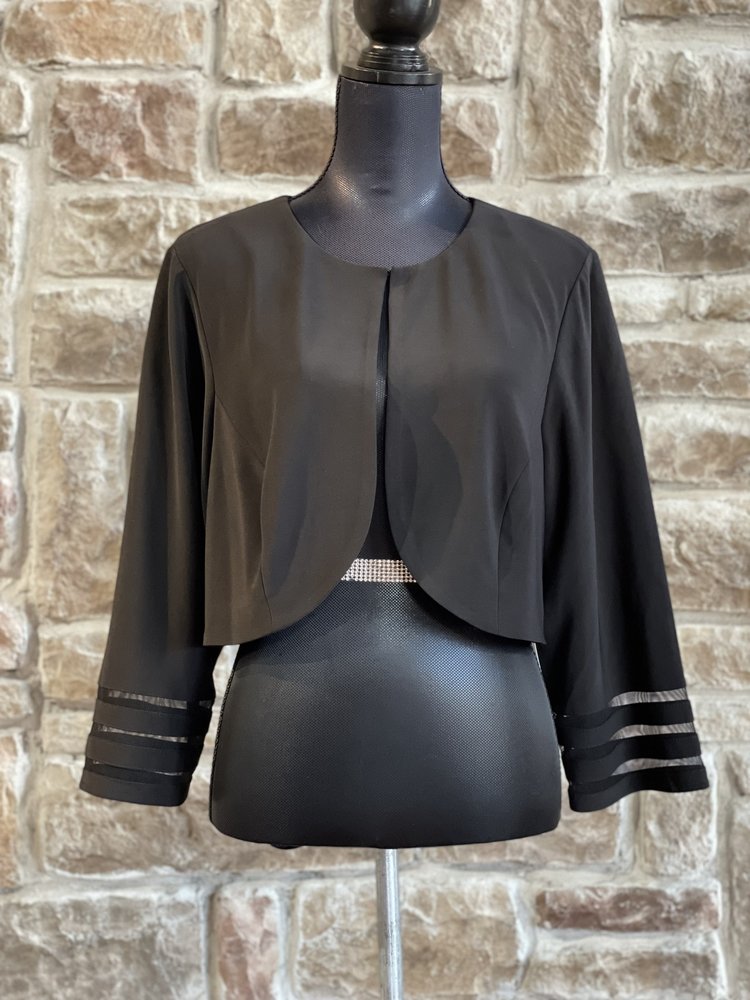 Jessica Howard Black Mesh Cuff Bolero Jacket