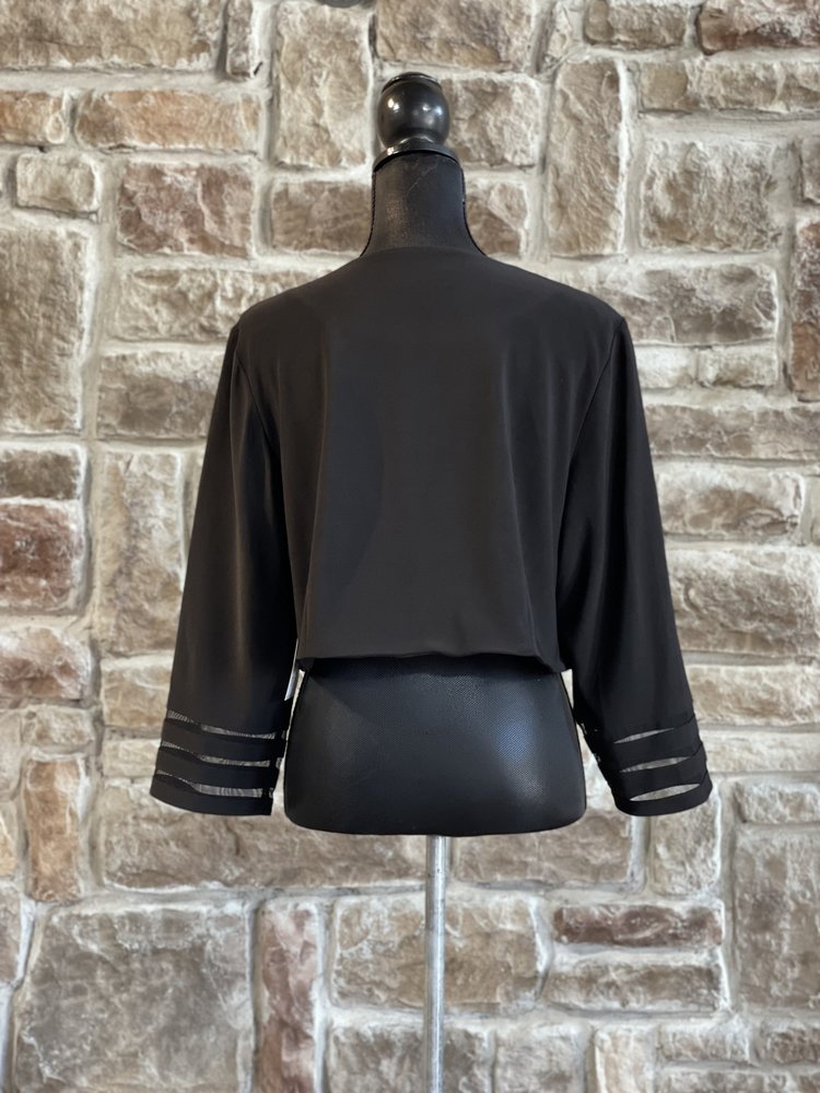 Jessica Howard Black Mesh Cuff Bolero Jacket