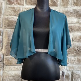 Green Flutter Sleeve Bolero Jacket, Size 12 P