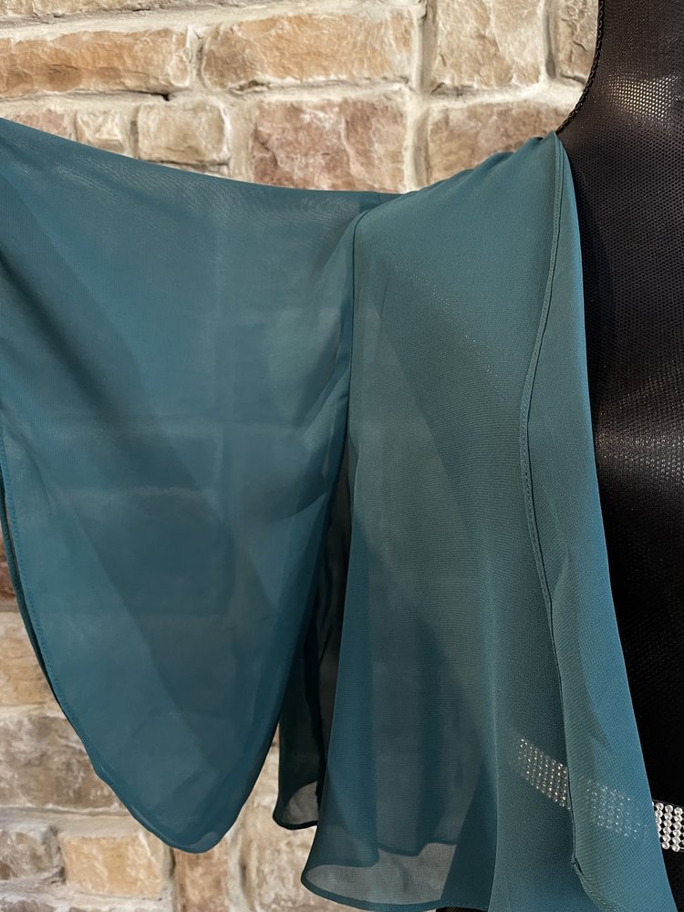 Green Flutter Sleeve Bolero Jacket, Size 12 P