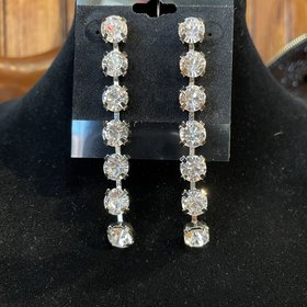 Silver Rhinestone Line Earrings