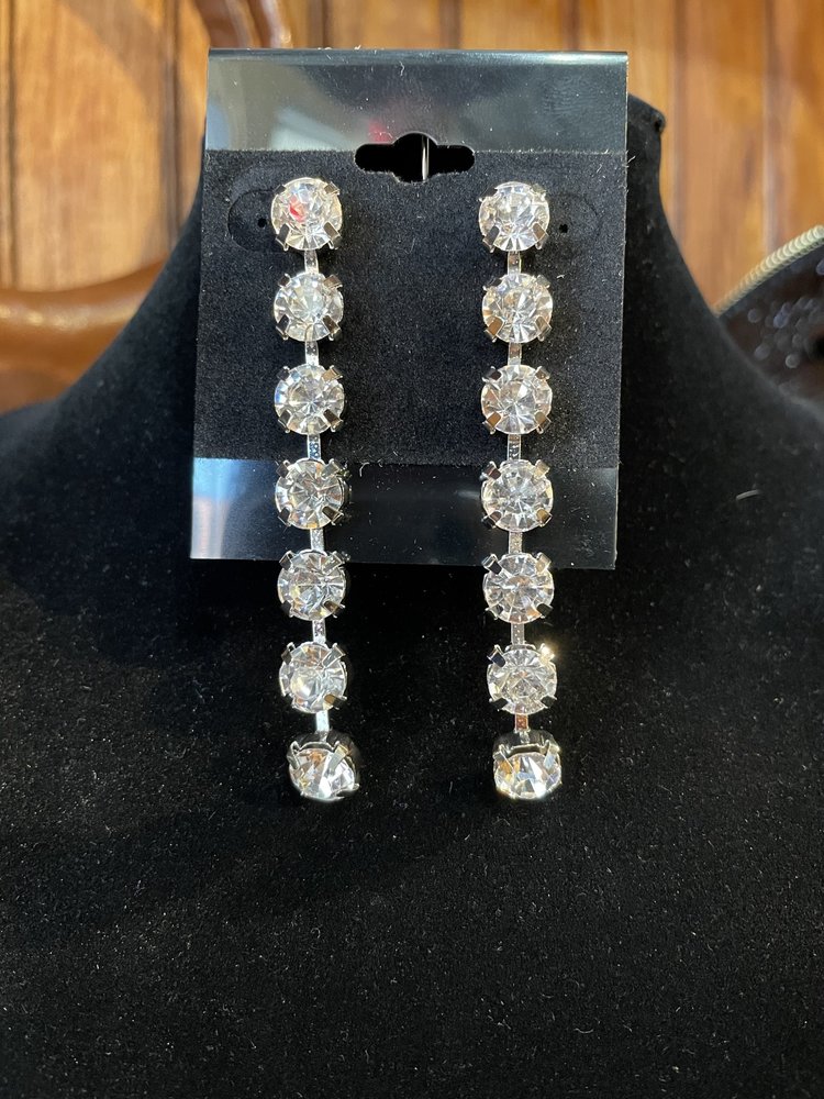 Silver Rhinestone Line Earrings