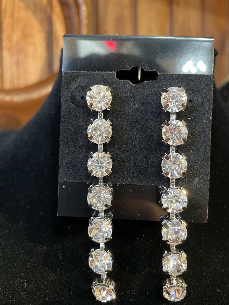 Silver Rhinestone Line Earrings