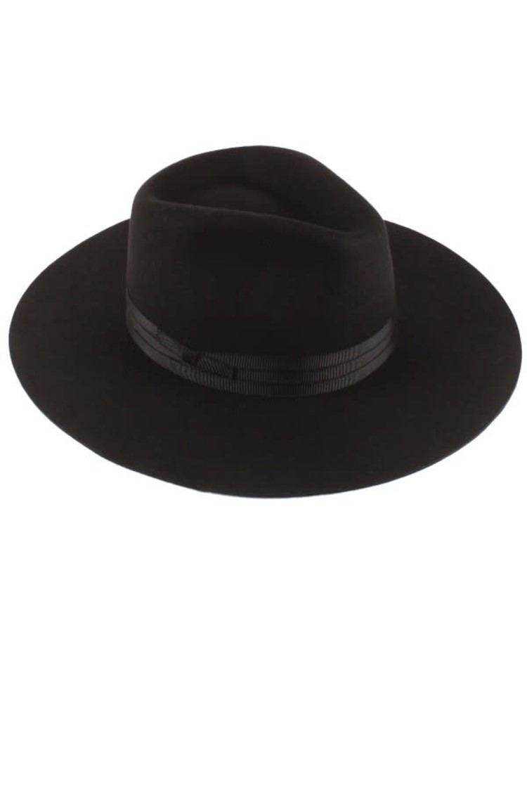 Black Panama Hat w/Grosgrain Band, Adjustable OSFM