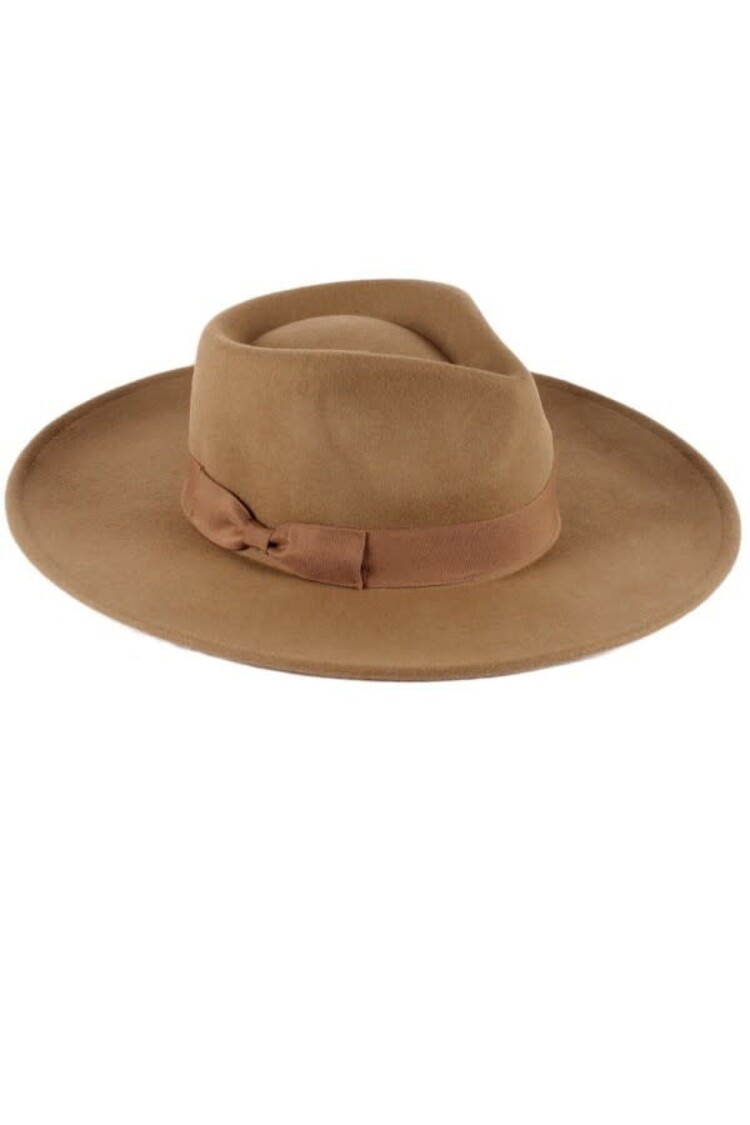 Light Brown Panama Hat w/Grosgrain Band, Adjustable OSFM