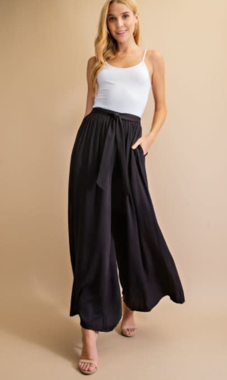 A Beauty by BNB Black Wide-Leg Pants with Side Slit